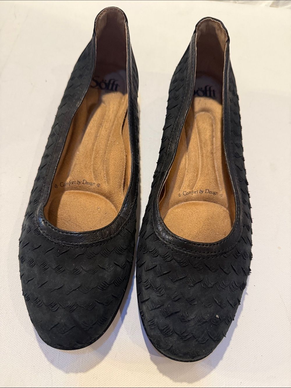 Sofft Black Textured Slip-On Ballet Flats